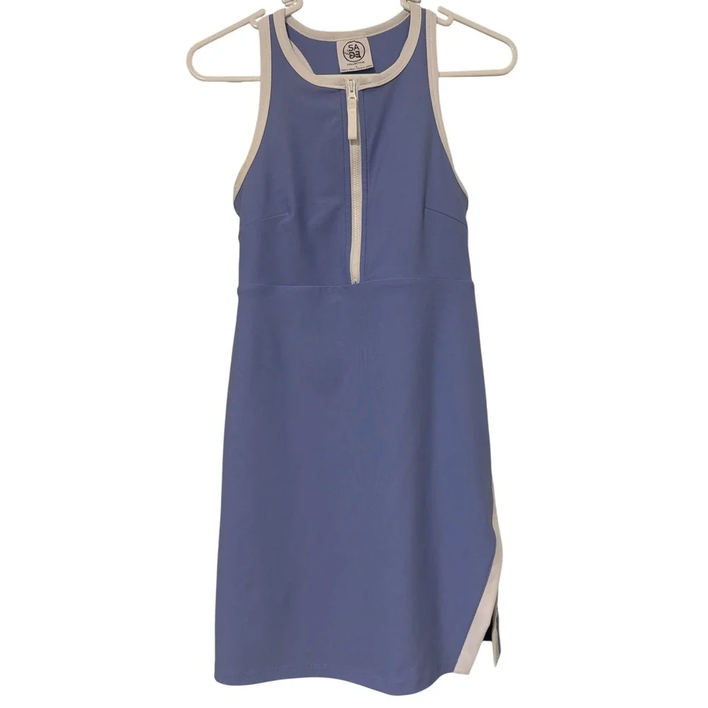 Sage‎ Collective Womens Small Periwinkle Blue Half Zip Racerback Tennis Dress S